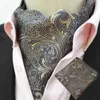 Män formella affärer Paisley Flowers Cravat Ascot Slitte Hanky ​​Pocket Square Set BWTHZ050409