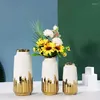 Vaser Dekorativt hem Hydroponic Flower Arrangement Electric Gold-Plated Green Ceramic Vase Modern Light Luxury Ins