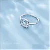 Cluster Rings MloveAcc светло -голубое хрустальное каменное кольцо подлинное 925 стерлинговые ювелирные изделия женщин Женщины девочки подарки доставка Dh63e