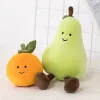 Cute Face Vegetable Eggplant Plushie Doll Stuffed Soft Fruit Pear Peach Tangerinr Banana Baby Appease Toy for Kids Birthday Gift