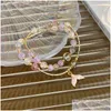 Straso di perline perle in cristallo di moda coreano perle a sospensione a ciondolo a doppio bracciale fresco temperamento dolce accessori unici per donne dhntp