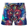 Short shorts de verão moda 3d impressão samurai máscara engraçada personalidade hip-hop calça curta ropa de hombre nadando troncos