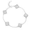 Bracelet Feerie van Silver Pure 999 Bracelet de trèfle pour filles luxe léger petit et populaire tir laser pied cinq fleurs exquise 38 section cadeau petite amie