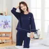 Home Clothing Cotton Casual Pyjamas Sets für Frauen 2024 Herbst Winter Winter Langarm Pyjama Beamte Anzug Loungewear Homewearwear