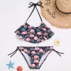 Focle Girl Swimsuit Kids Kids Avocado Print Girl Bikini Set 7-14 anni Due pezzi da bagno per bambini Halter Top Girls Bathing Abita