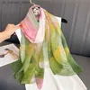 Scarves Luxury Brand Women Beach Scarf Georgette Silk Shawls Design Print Headband Female Summer Headband Wraps Sunscreen Hijab 2023240409MQBX