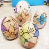 5pcs Wooden Eggs Happy Easter DIY Craft Artificial Chicken Hen Egg Ornament Kids Handmade Accessories 2023 Easter Party Supplies