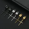 Stud Earrings 2024 Fashion Street Punk Titanium Steel Polished Stainless Large Cross Personalized Tassel