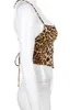 Kvinnors tankar Camis Leopard mönster Kvinnor tank top rygglös sexig rave set ärmlös kors spetsar topp braltet skörd sommargata kläder j0409