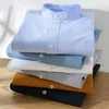 Erkek Günlük Gömlekler 2023 İlkbahar ve Sonbahar Yeni Pure Pamuk Stand Yaka Oxford Döndüren Uzun Kollu Gömlek Japon Günlük Demirsiz Moda Erkek Giyim 2449