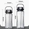 Bouteilles d'eau 1,5 / 2 litres de paille de sport avec une échelle de temps en plastique Summer le jus de froi et à grande capacité portable