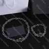 Womens Designer Triangle Necklace Classic Pendant Necklace High Quality Silver Chain Bracelet Luxury Women Jewelry Set Anniversary Gift With Box