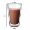 Wine Glasses 380ml Handmade Heat Resistant Tea Drink Cup Double Wall Glass Clear Healthy Mug Coffee Cups Insulated S Drinkware