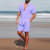Parcours masculin Luxury Linet Tracksuit Set Summer Color Color Collier Collier à manches courtes Short Streetwear 2 pièces 2024