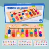 Montessori Leerspeelgoed Mobiele kleur en vormpuzzel, bijpassende hersentheeasers Logica Game Vroege educatieve houten speelgoed voor kinderen