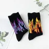 Chaussettes masculines Fashion Hip Hop Hit Hit Color on Fire Crew Red Flame Blaze Power Torch Warmth Street Skateboard Cotton Long