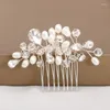 Hair Clips Crystal Pearl Comb Clip Band For Women Bride Rhinestone Wedding Bridal Accessories Jewelry