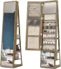 16 LEDs Jewelry Cabinet Armoire, 63" H Standing Jewelry Organizer with 360° Rotating Base, Lockable Full-length Mirror