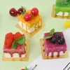 Dekorativa blommor Artificial Pu Birthday Fruit Mousse Cakes Dessert Simulation Model Ornaments Fake Cake Pography Prop Window Decoration