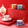 Cups Saucers Cup Present Box European-Styluxury Light Water Luxury Ceramic Coffee and Saucer Utsökt hushållens eftermiddagsteaset