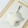 Faux konijn fur ball sleutelhang ketting pompom luipaard pluche hart sleutelhanger pom pom round ball snuisterij auto zak sleutelring vlinder ster