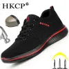 Boots Lightweight Work Safety Shoes Men Steel Toe Shoes Punctureproof Work Shoes Sneakers Indestructible Security Boots Black Red 46