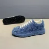 Luxe nieuwe designer heren blauwe strass dikke bodem veter causale schoenen flats mocassins mannelijke rock hiphop wandel sneakers