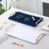 Rectangular Serving Tray with Handles Plastic Tray Food Bread Pan Household Tea Tray Tea Desset Breadbasket Food Storage Tray