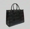 Onthegoities lyxig designer väska stor kapacitet totes väska mode lousis kvinnliga axelväskor kvinnor handväska handtag vouton präglad svart blomma damväska plånbok