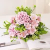 Dekorativ blommor Festival Simulering Silk Ball Chrysanthemum Hydrangea Bouquet Hall Decoration Artificial Yellow Pink Flower Green Plant