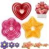 6pcs Fondant Cake Stampo Embosser Geometric Heart Star Flowie Cookie Ciscuit Biscuit Stamp Plunger Embossing Cake Decorating Tools