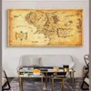 Retro the-Lord-of-ringar Map Canvas målning, modern tryck vintage Middle-Earth Map Poster Movie Wall Art Bilder för hemvardagsdekor oramad