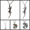 Pendant Necklaces Simple and fashionable retro animal lizard gecko pendant necklace for womens jewelryQ