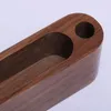 Hooks Solid Wood Business Card Holder With Pen Slot For Desk Wooden Display Memo Pad Cards Stand Box Office Tabletop