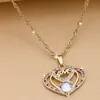 Colares pendentes pingentes jóias diamante pêssego coração dia presente família filha irmã de cristal colar entregar dhgarden dhsad