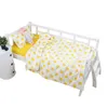 Katoen 3 stks/set baby beddengoed set schattige cartoonpatroon geboren krib kit baby laken quilt deksel kussensloop kokje kootbedbed 240408