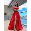 Vestido vermelho um ombro splitysexlong dama de dama de honra Memória Doce Memória Noiva PROM PROMATURAÇÃO DO VESTUDOS DE CASAMENTO DA FESTA DE CASAMENTO 240408