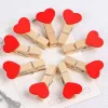 10pcs / lot petite taille 3,5x0,7 cm Love Heart Clips en bois naturel Clips photo Clips d'artisanat de 3,5 cm pour décoration de mariage