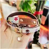 Dog Collars & Leashes Designer Set Soft Adjustable Classic Printed Leather Pet Collar Leash Durable Drop Delivery Home Garden Supplies Dhfgr