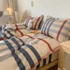寝具セットノルディック羽毛布団カバーベッドシートキルトケースファッションラグジュアリーセットソフトウォーム快適な格子縞のベッドリネンホームベッドルーム用品