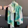 Bufandas bufanda de satén de satén de lujo para mujeres nuevos estampados estampados y envolturas de pañuelo grandes estolas de playa de hijab párvanas echarpe bandana240409