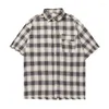 Herren lässige Hemden Mann Hemd Trasel Edge Schaden Design Plaid kurzärmelige Männer trendy lose japanische Sommerhälfte