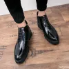 Stiefel versteckte Absätze 6 cm Patentleder Stiefel Herbst Herbst Neue Mode hochwertige schwarze Cowboy -Stiefel Herren Stiefel Botas de Trabo
