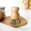 Palm Pot Brush Bamboo Round Mini Scrub Brush Natural Scrub Brush Nettoyage de nettoyage humide pour laver Plats Pots Pans Velles