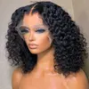 Brazilian Remy PrePlucked Kinky Curly 13x4 Lace Front Wig Short Bob Frontal Simulation Human Hair Wigs Short Jerry Curly With Bangs