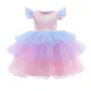 Девочки радуга Unicorn Princess Dress Prate Prote Prome Prom Prome для детей детских свадебных вечерний конкурс вечеринки Вестидос