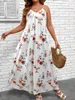 Plus -klänningar Finjani kvinnors cami klänning blommor tryck spaghetti rem v hals ärmlös maxi för sommaren