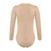 Nude Kids Girls Gymnastics Ballet Dance Training Costume Mock Neck/Round Neck Long Maniche Long Leotard Solid Color Yoga Body