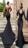 Robes de soirée noires sexy sexy sans dossier en V sirène sirène longs de bal de bal