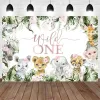 Mocsicka Jungle Wild One Baby Baby Birthdrop Boy Boy Safari Birthday Party Decor Baby Shower Fondo de banner personalizado